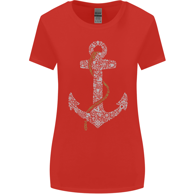 Sailing Anchor Sailor Boat Captain Ship Womens Wider Cut T-Shirt Red