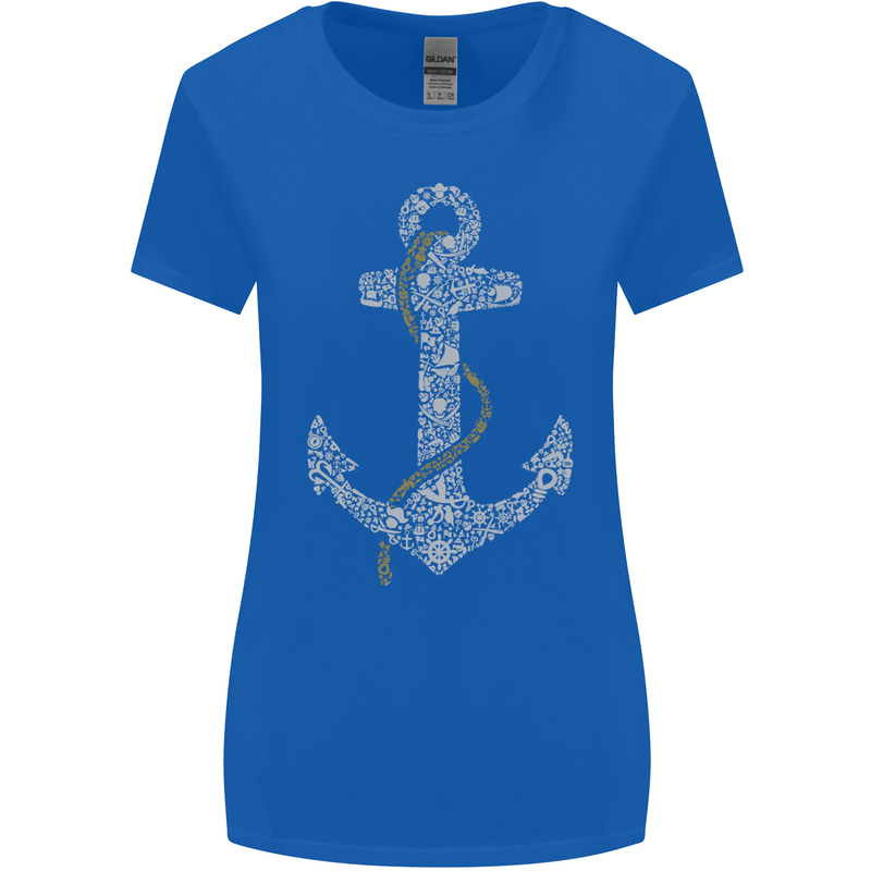 Sailing Anchor Sailor Boat Captain Ship Womens Wider Cut T-Shirt Royal Blue