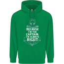 Sailing Captain Narrow Boat Barge Sailor Childrens Kids Hoodie Irish Green