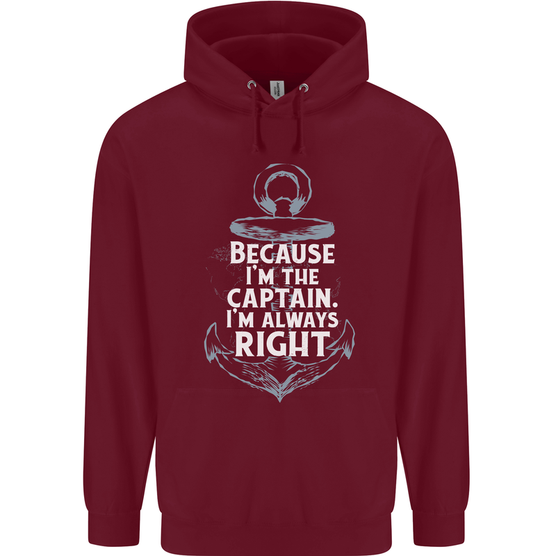 Sailing Captain Narrow Boat Barge Sailor Childrens Kids Hoodie Maroon