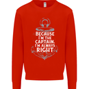 Sailing Captain Narrow Boat Barge Sailor Kids Sweatshirt Jumper Bright Red