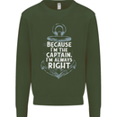Sailing Captain Narrow Boat Barge Sailor Kids Sweatshirt Jumper Forest Green
