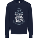 Sailing Captain Narrow Boat Barge Sailor Kids Sweatshirt Jumper Navy Blue