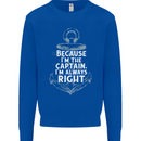 Sailing Captain Narrow Boat Barge Sailor Kids Sweatshirt Jumper Royal Blue