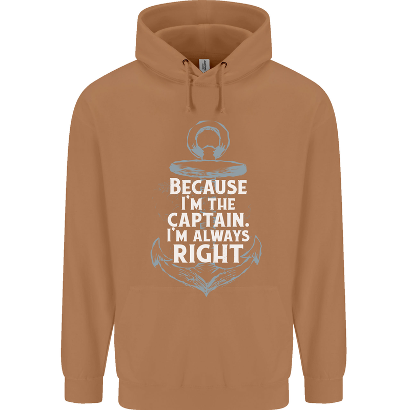 Sailing Captain Narrow Boat Barge Sailor Mens 80% Cotton Hoodie Caramel Latte