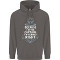 Sailing Captain Narrow Boat Barge Sailor Mens 80% Cotton Hoodie Charcoal