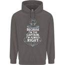 Sailing Captain Narrow Boat Barge Sailor Mens 80% Cotton Hoodie Charcoal