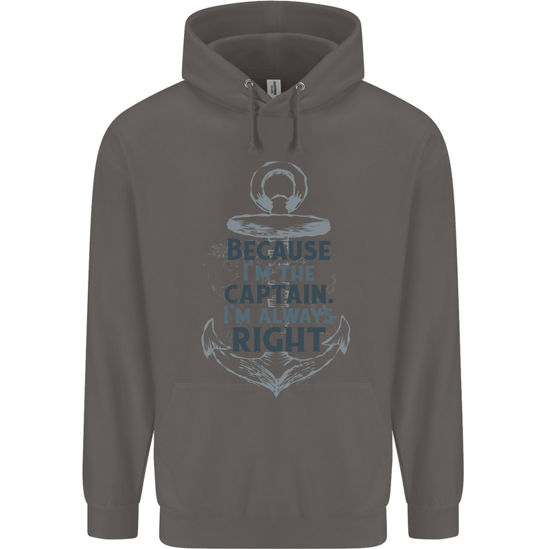 Sailing Captain Narrow Boat Barge Sailor Mens 80% Cotton Hoodie Charcoal
