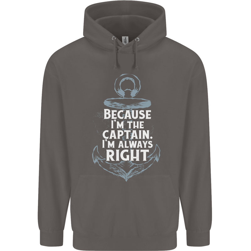 Sailing Captain Narrow Boat Barge Sailor Mens 80% Cotton Hoodie Charcoal