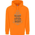 Sailing Captain Narrow Boat Barge Sailor Mens 80% Cotton Hoodie Orange
