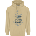 Sailing Captain Narrow Boat Barge Sailor Mens 80% Cotton Hoodie Sand