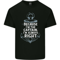 Sailing Captain Narrow Boat Barge Sailor Mens Cotton T-Shirt Tee Top Black