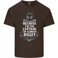 Sailing Captain Narrow Boat Barge Sailor Mens Cotton T-Shirt Tee Top Dark Chocolate