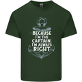 Sailing Captain Narrow Boat Barge Sailor Mens Cotton T-Shirt Tee Top Forest Green
