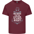 Sailing Captain Narrow Boat Barge Sailor Mens Cotton T-Shirt Tee Top Maroon