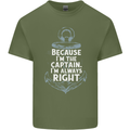 Sailing Captain Narrow Boat Barge Sailor Mens Cotton T-Shirt Tee Top Military Green