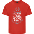 Sailing Captain Narrow Boat Barge Sailor Mens Cotton T-Shirt Tee Top Red