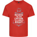 Sailing Captain Narrow Boat Barge Sailor Mens Cotton T-Shirt Tee Top Red