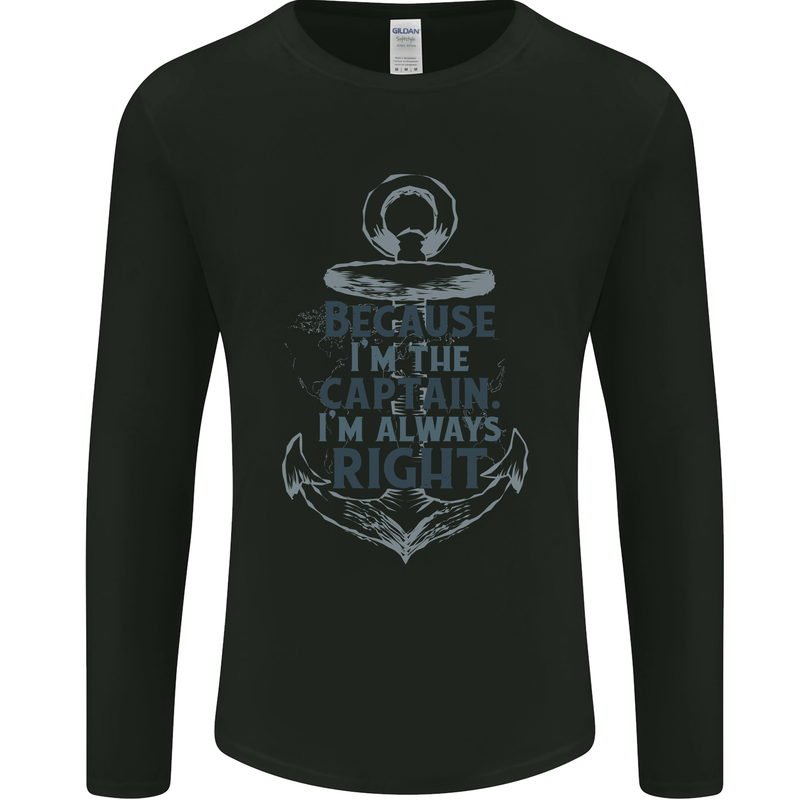 Sailing Captain Narrow Boat Barge Sailor Mens Long Sleeve T-Shirt Black