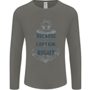 Sailing Captain Narrow Boat Barge Sailor Mens Long Sleeve T-Shirt Charcoal