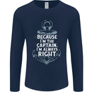Sailing Captain Narrow Boat Barge Sailor Mens Long Sleeve T-Shirt Navy Blue
