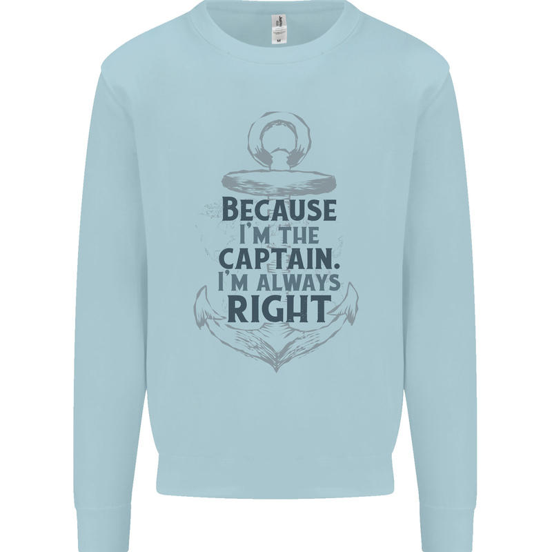 Sailing Captain Narrow Boat Barge Sailor Mens Sweatshirt Jumper Light Blue