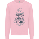 Sailing Captain Narrow Boat Barge Sailor Mens Sweatshirt Jumper Light Pink