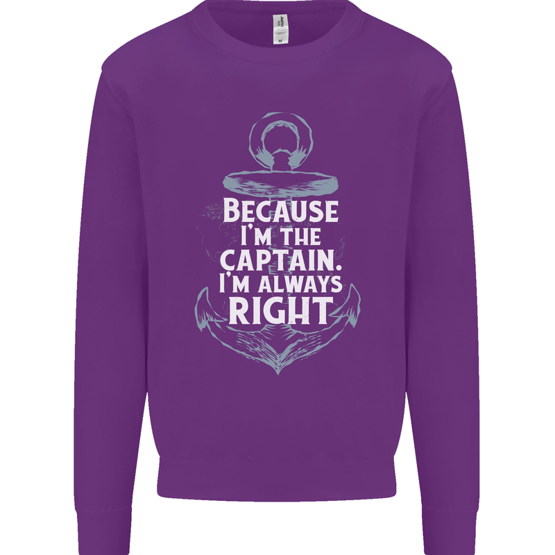 Sailing Captain Narrow Boat Barge Sailor Mens Sweatshirt Jumper Purple