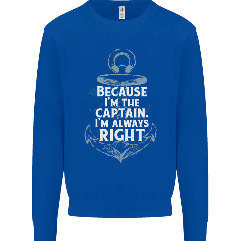 Sailing Captain Narrow Boat Barge Sailor Mens Sweatshirt Jumper Royal Blue