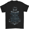 Sailing Captain Narrow Boat Barge Sailor Mens T-Shirt Cotton Gildan Black