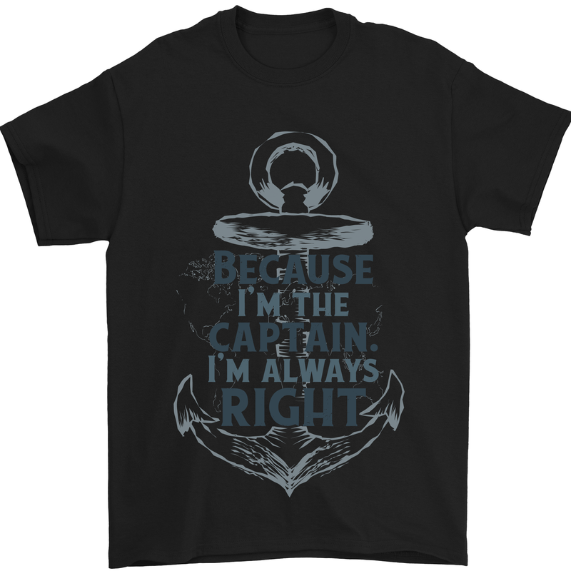 Sailing Captain Narrow Boat Barge Sailor Mens T-Shirt Cotton Gildan Black