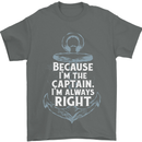 Sailing Captain Narrow Boat Barge Sailor Mens T-Shirt Cotton Gildan Charcoal