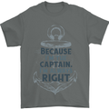 Sailing Captain Narrow Boat Barge Sailor Mens T-Shirt Cotton Gildan Charcoal