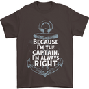 Sailing Captain Narrow Boat Barge Sailor Mens T-Shirt Cotton Gildan Dark Chocolate