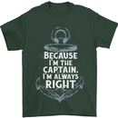 Sailing Captain Narrow Boat Barge Sailor Mens T-Shirt Cotton Gildan Forest Green