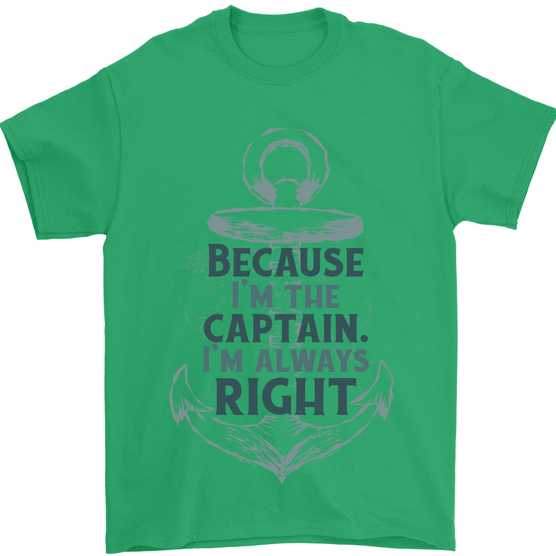 Sailing Captain Narrow Boat Barge Sailor Mens T-Shirt Cotton Gildan Irish Green
