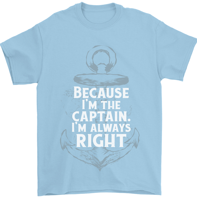 Sailing Captain Narrow Boat Barge Sailor Mens T-Shirt Cotton Gildan Light Blue