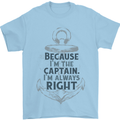 Sailing Captain Narrow Boat Barge Sailor Mens T-Shirt Cotton Gildan Light Blue