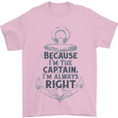 Sailing Captain Narrow Boat Barge Sailor Mens T-Shirt Cotton Gildan Light Pink