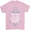 Sailing Captain Narrow Boat Barge Sailor Mens T-Shirt Cotton Gildan Light Pink