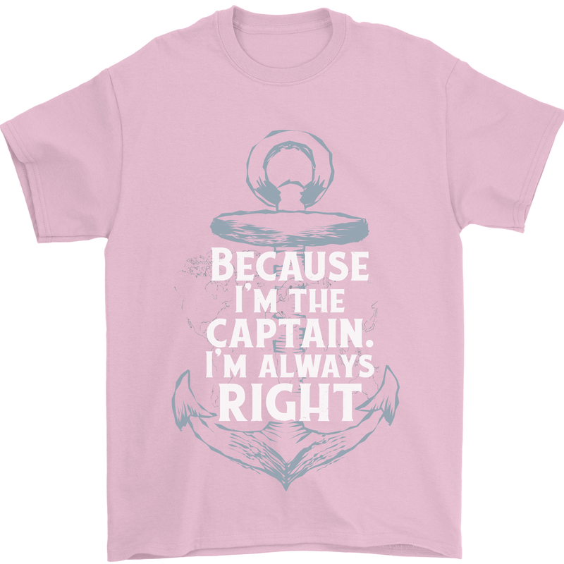 Sailing Captain Narrow Boat Barge Sailor Mens T-Shirt Cotton Gildan Light Pink