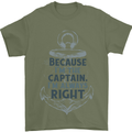 Sailing Captain Narrow Boat Barge Sailor Mens T-Shirt Cotton Gildan Military Green