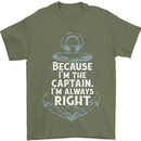 Sailing Captain Narrow Boat Barge Sailor Mens T-Shirt Cotton Gildan Military Green