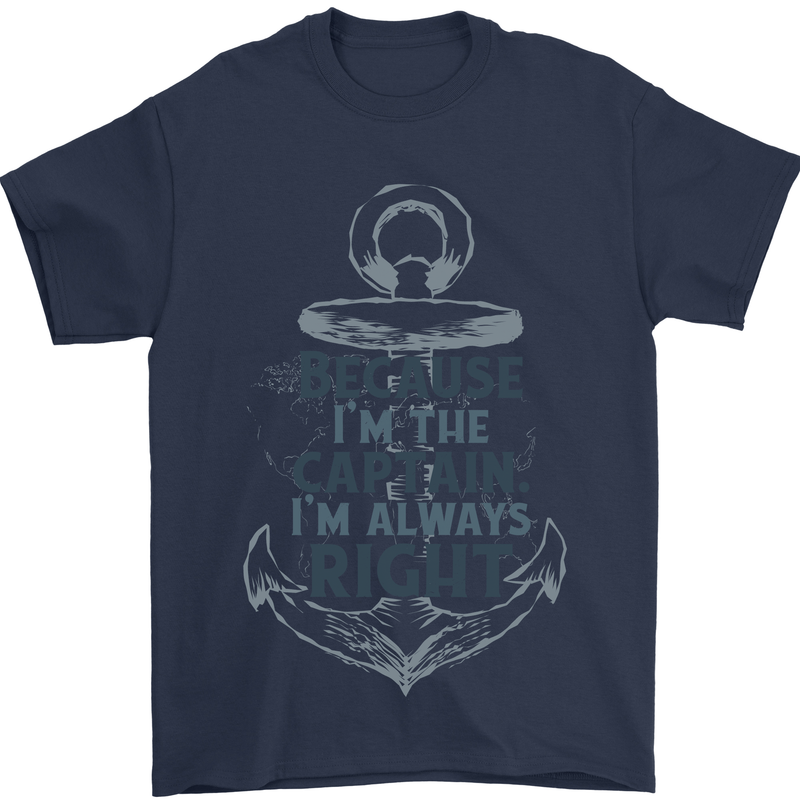 Sailing Captain Narrow Boat Barge Sailor Mens T-Shirt Cotton Gildan Navy Blue