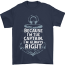 Sailing Captain Narrow Boat Barge Sailor Mens T-Shirt Cotton Gildan Navy Blue