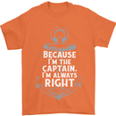 Sailing Captain Narrow Boat Barge Sailor Mens T-Shirt Cotton Gildan Orange