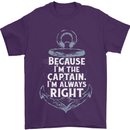 Sailing Captain Narrow Boat Barge Sailor Mens T-Shirt Cotton Gildan Purple