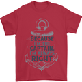 Sailing Captain Narrow Boat Barge Sailor Mens T-Shirt Cotton Gildan Red
