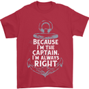 Sailing Captain Narrow Boat Barge Sailor Mens T-Shirt Cotton Gildan Red