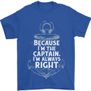 Sailing Captain Narrow Boat Barge Sailor Mens T-Shirt Cotton Gildan Royal Blue